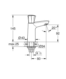 Кран для раковины GROHE Costa L (без функции смешивания воды), хром (20186001)