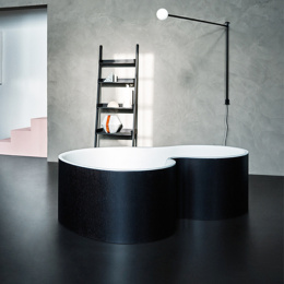 Фото Agape DR AVAS1090ZGE Ванна отдельностоящая 183.5x136.5x56.5 см, с отв. для подачи, цвет: темно-серый