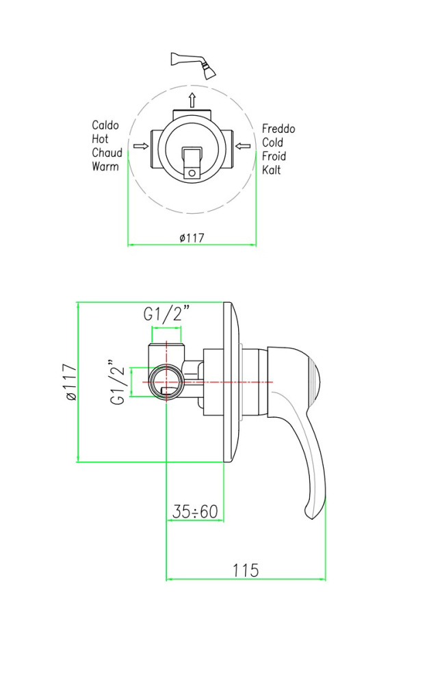 Смеситель для душа Webert Aurora AU880101065