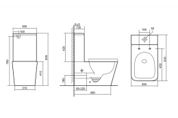 Унитаз ABBER Rechteck AC1210TMB компакт черный матовый, безободковый, смыв торнадо