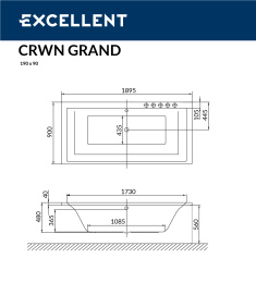 Фото Акриловая ванна 190x90 Excellent (WAEX.CRG19WH), прямоугольная