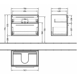 Villeroy&Boch Verity Design B02100N9 Подвесная тумба под раковину с двумя ящиками, терра матовый