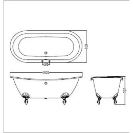 Чугунная ванна Devon&Devon Admiral 2MRADMIRALCRDD, 185 х 85 см