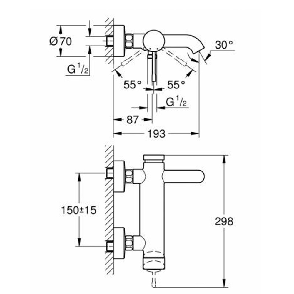 Grohe Essence New 33624A01 Смеситель для ванны, с изливом