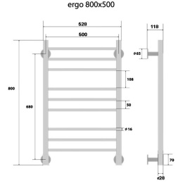 Электрический полотенцесушитель Energy Ergo 80х50