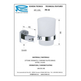 Фото Remer Forma FR15CR Стакан для зубных щёток подвесной (матовое стекло | хром)