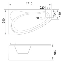 Акриловая ванна 171x99 Gemy (G9046 II O L), прямоугольная-асимметричная