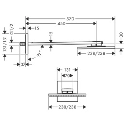 Axor ShowerSolution 35306000 Верхний душ, 250x250мм, 1jet, с  держателем 450мм, настенный монтаж, цв