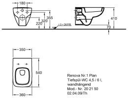 Geberit Renova Plan 202150000 Унитаз подвесной, стандартный