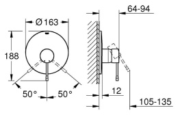 Фото Grohe Essence New 19286001 Смеситель для душа, встраиваемый без подключения шланга