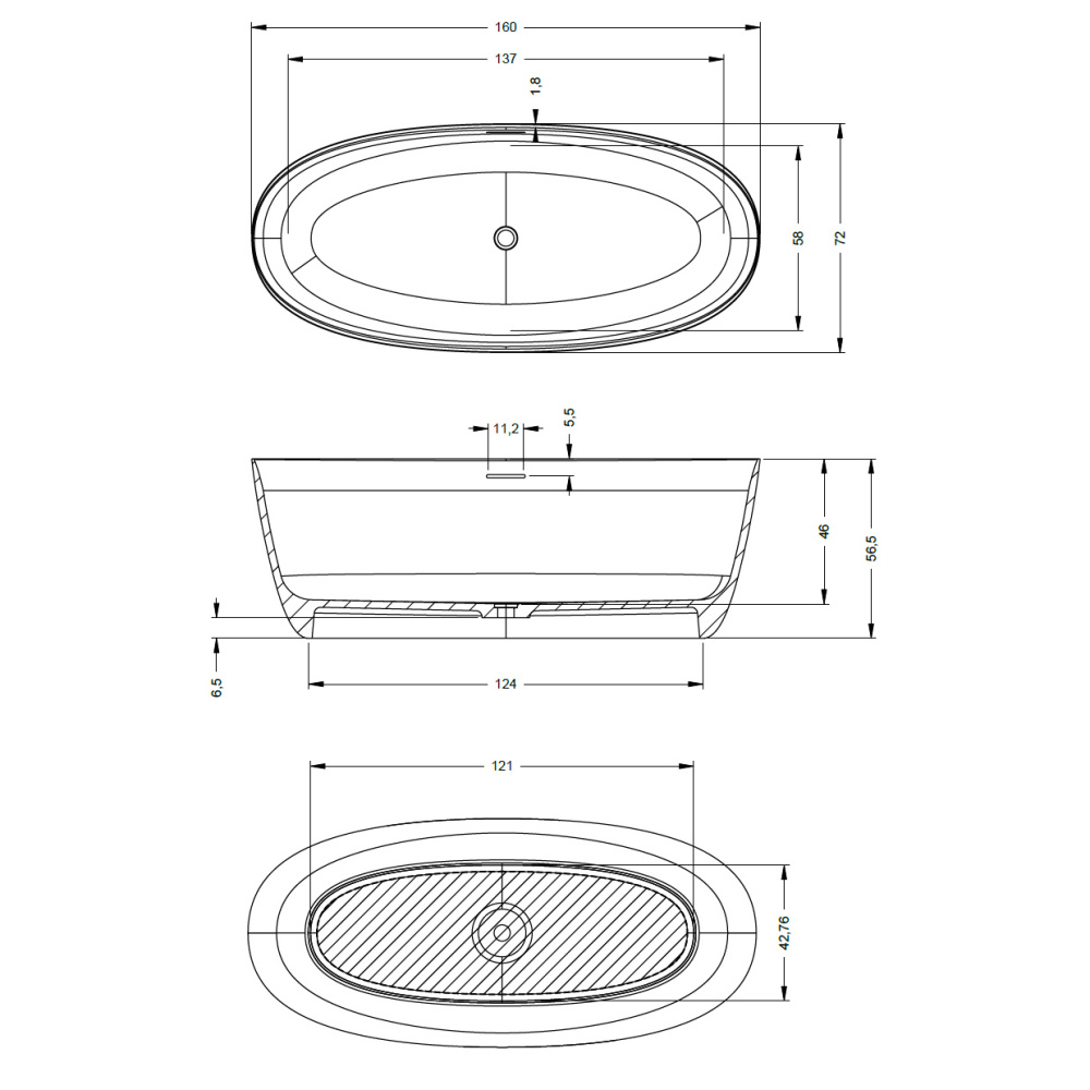 Ванна OVAL 160х72