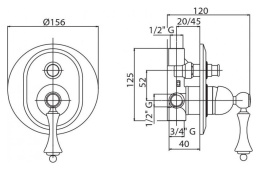 Смеситель Cezares Margot, MARGOT-VDIM-01-Bi для ванны и душа, хром/белый