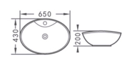 Фото Раковина накладная MIRA MR-8043 65 см белый