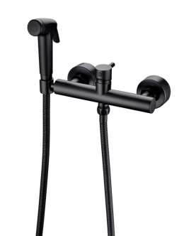 Фото Смеситель с гигиеническим душем Bravat, черный (D9141BW-RUS)
