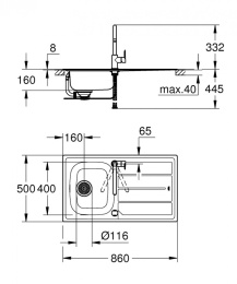 Grohe K200 31562SD0 Мойка для кухни из нержавейки, комплект со смесителем