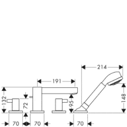 Hansgrohe Axor Steel 35454800 Смеситель ванны для монтажа на плиточный бортик (нерж.сталь)