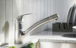 Фото Смеситель Grohe Allira 32997SD0, нержавеющая сталь, для кухни с выдвижным изливом