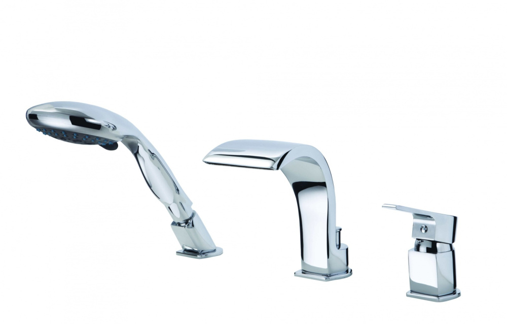 Фото Смеситель GPD Atros MAK65, для ванны и душа, на борт ванны, хром