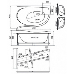 Акриловая ванна 157x103 Triton (133467), Гидромассаж: есть