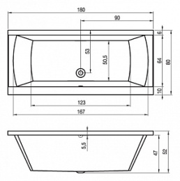 Фото Акриловая ванна 180x80 Riho (B025001005), прямоугольная, Гидромассаж: установка по желанию