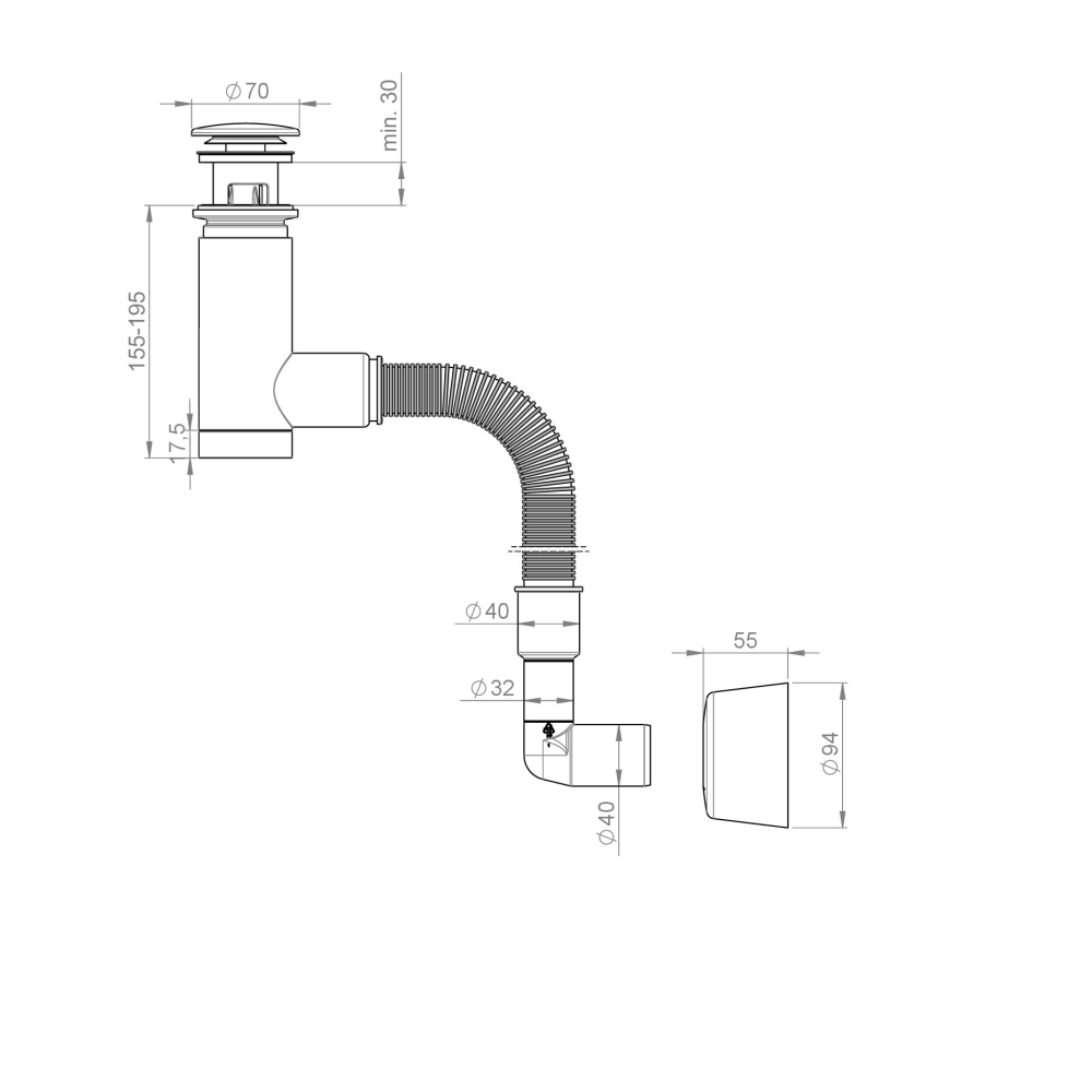 Сифон для раковины PREVEX Easy Clean (1532403)