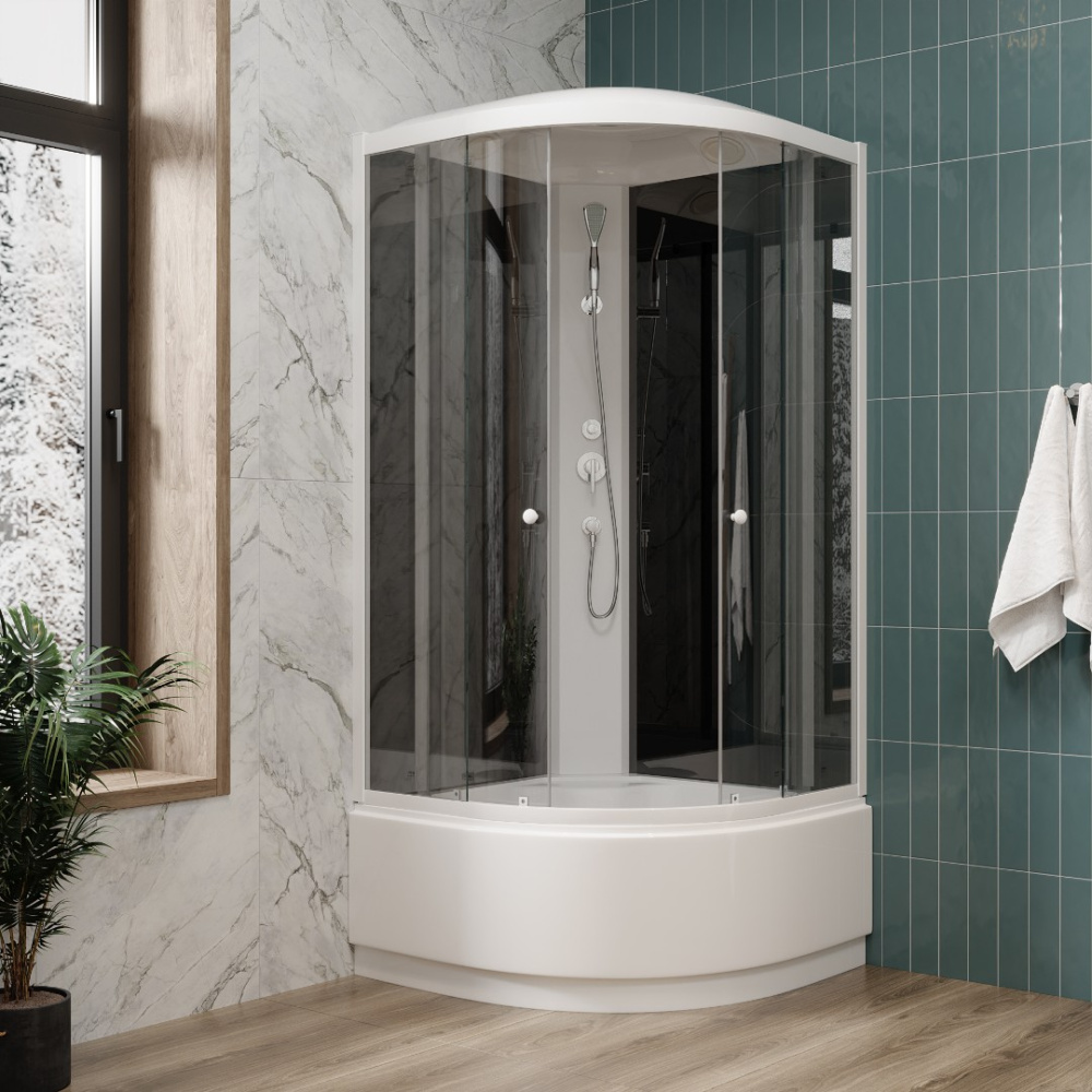 Душевая кабина 90x90x215 Parly (EC921) черный, Без гидромассажа, ABS-пластик, Поддон высокий