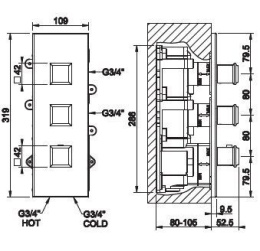 Фото Внешняя часть термостатического смесителя Gessi Eleganza (46204#031) хром