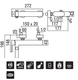 Фото NOBILI Up UP94110/1CR Смеситель для ванны (хром)