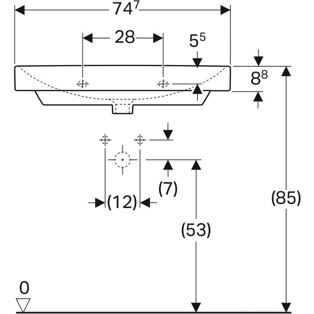 Раковина подвесная Geberit Smyle Square 500.249.01.1