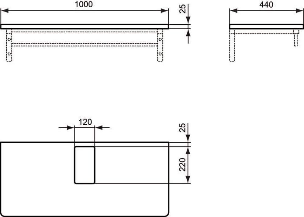 Столешница для подстолья T7807WG Ideal Standard SoftMood