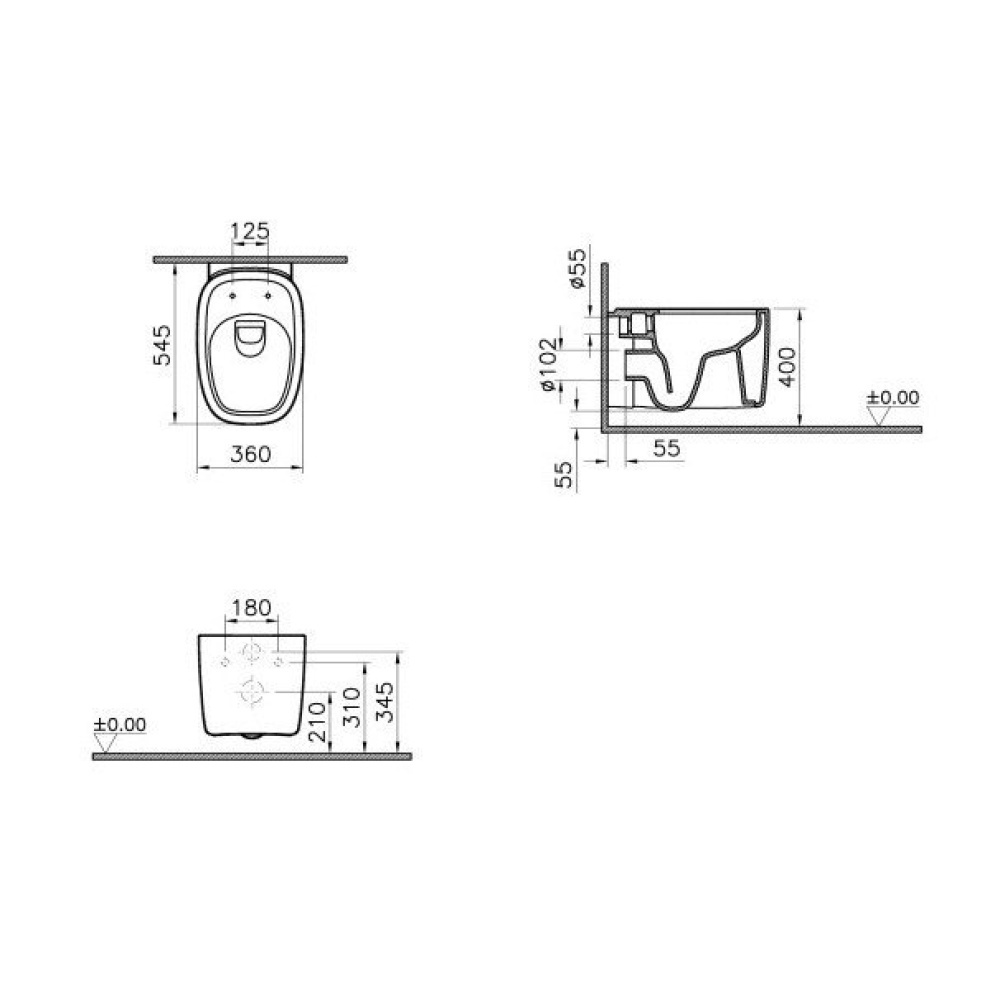 Унитаз подвесной Vitra Plural (7830B403-0075) белый