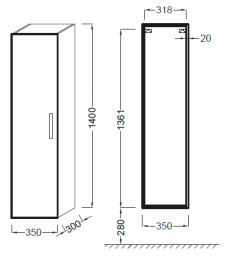 Фото Пенал подвесной Jacob Delafon Ola 35 см, EB396-J5, белый лак