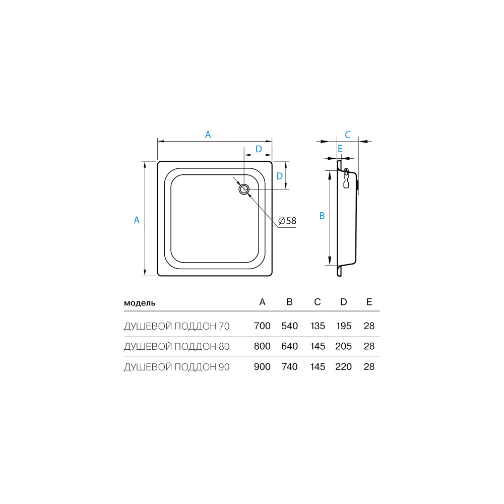 Фото Душевой поддон стальной "Koller Pool" 900x900 CF901200E