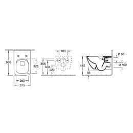 Инсталляция Geberit с безободковым унитазом Villeroy&Boch Venticello 4611 R0R1, сиденье микролифт