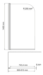Фото Стеклянная шторка WasserKraft Leine 35P01-80WHITE для душа, распашная, одностворчатая