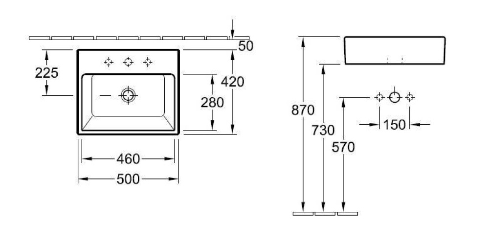 Фото Раковина 513550R2 VILLEROY&BOCH Memento, 500х420 мм