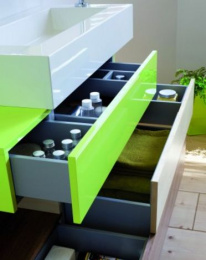 Фото Тумба под раковину Jacob Delafon Pacific 110 см, EB782-R3, подвесная, малиновый лак/белая береза шпо