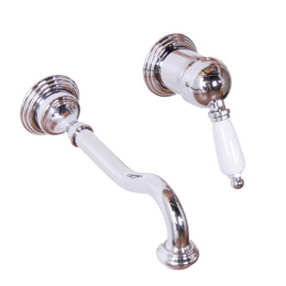 Фото Gattoni Orta Смеситель встраиваемый из стены для раковины, с белой ручкой, цвет хром