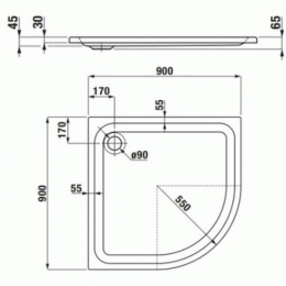 Акриловый поддон для душа Laufen Solutions 90x90