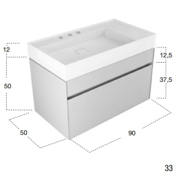 Фото Antonio Lupi Graffio GRAFFIO33590 A bianco goffrato Тумба под раковину GRAFFIO90 90х50хh50см, с 2 ящ