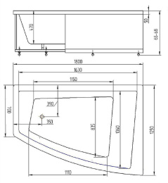Акриловая ванна 180x125 Aquatek (ORK180-0000009), асимметричная