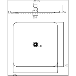 Верхний душ Ideal Standard IdeaRain LUXE B0388MY, 30*30 см, 1 режим струи, без держателя