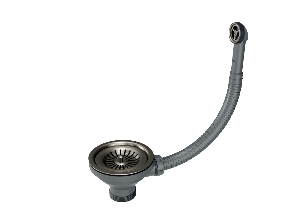 Фото Слив с круглым переливом, PM6022-GM, вороненая сталь, Paulmark PM6022-GM