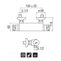 Смеситель Nobili Thermo TE30130/TNCR Термостат для душа