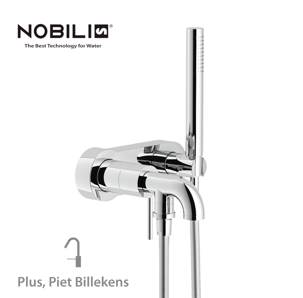 Фото NOBILI Plus PL00110CR - Смеситель для ванны в комплекте с ручным душем (хром)