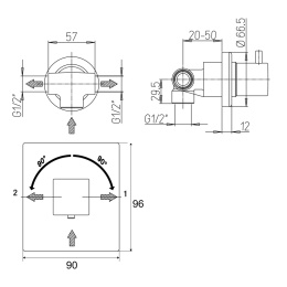 Фото Встраиваемый дивертор Paini Grazia 21CR425 хром