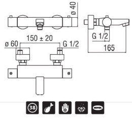 Смеситель Nobili Tago TG85310/1CR Термостат для ванны