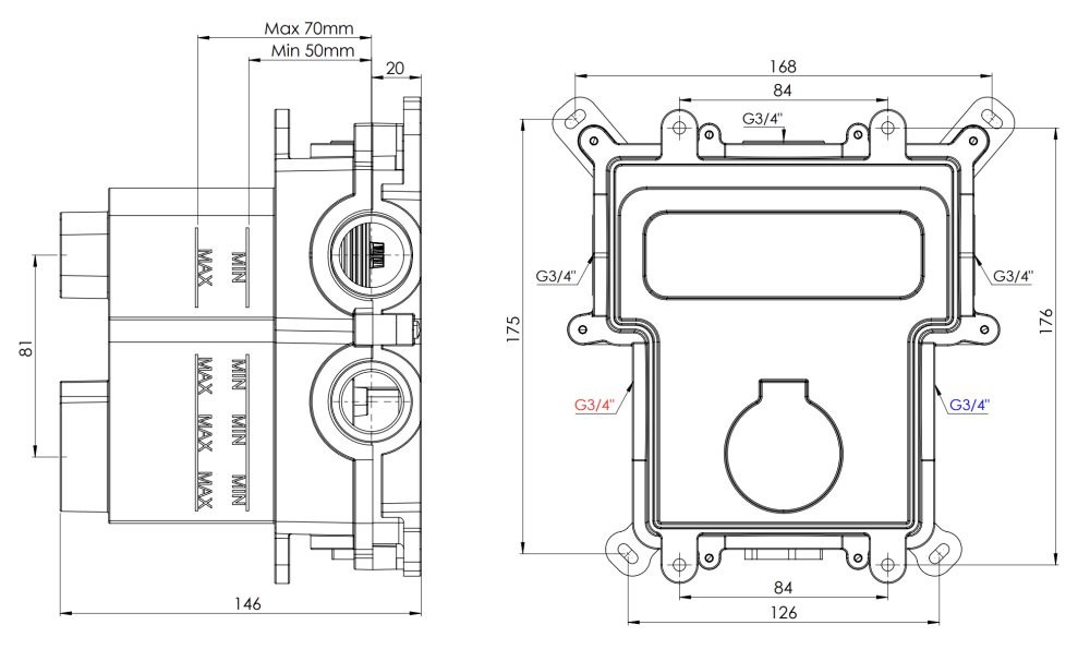 Фото Скрытая часть на 3 выхода Remer Thermobox RRBOX99D3