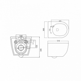 Чаша подвесного унитаза CEZARES STYLUS-TOR CZR-6601-TH-TOR