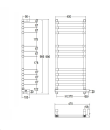 Полотенцесушитель электрический Margaroli Sole 564-11 5643711OBNB Box, высота 99.6 см, ширина 47 см,